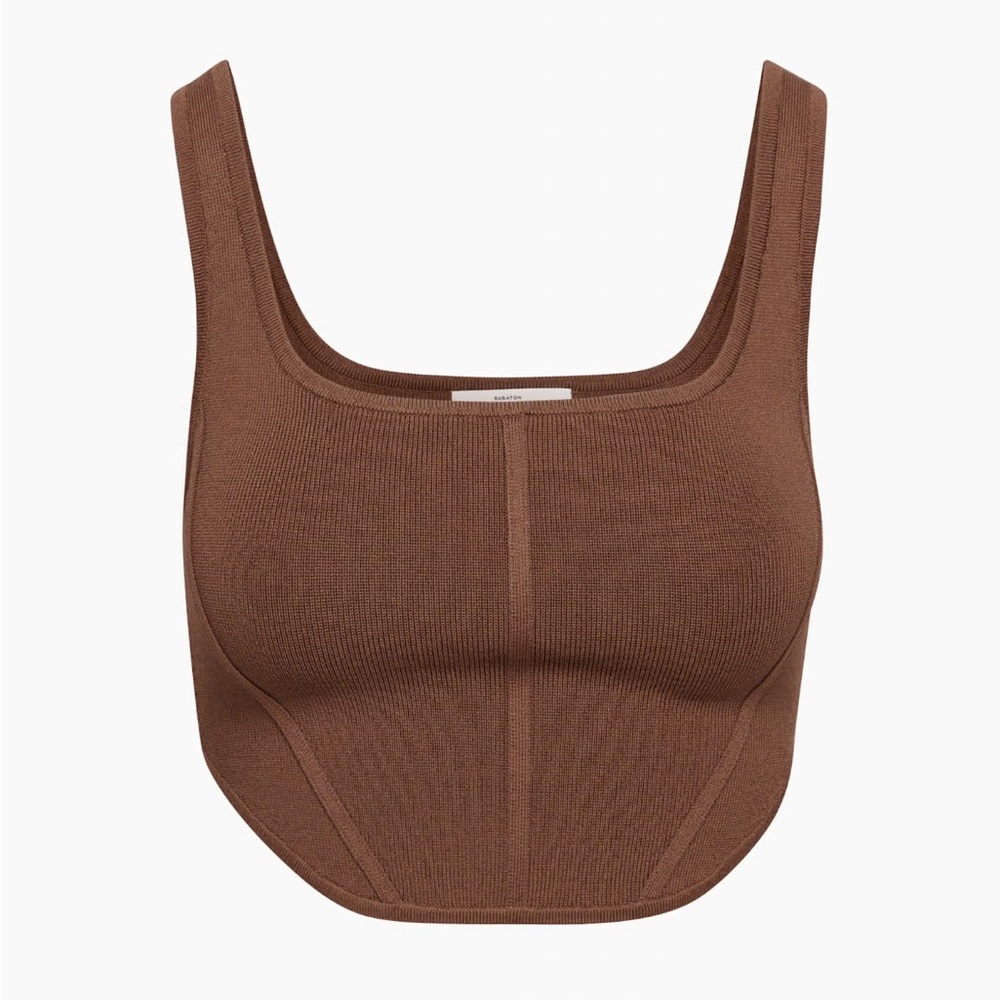 Aritzia Babaton sculpt knit bustier tank- cognac